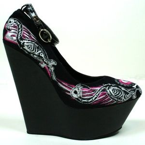 Too Fast Flamingo Wedge Rockabilly Pinup Goth